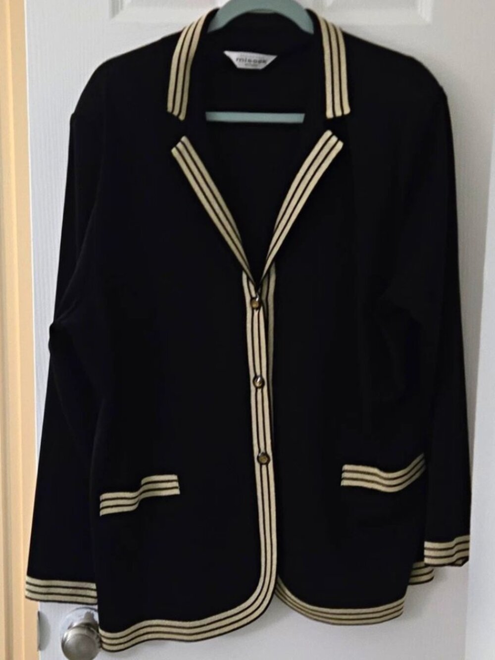 Misook Women’s Black Knit Cardigan Sweater V-Neck Long Sleeve Button Pockets 2XL
